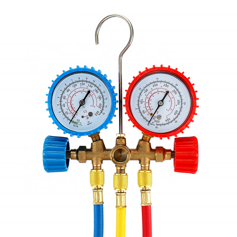 Manomètre de collecteur de vanne, manomètre de pression de réfrigérant, Double vanne