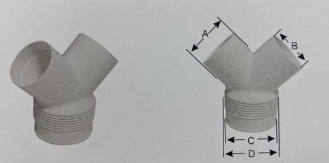 Raccords de plomberie à trois voies PP, connecteurs de tuyaux en T 100-75 150-100