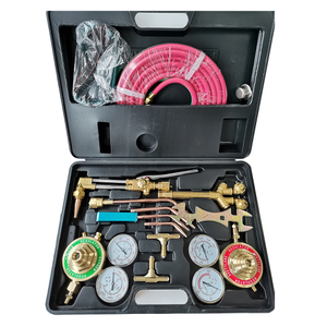 Heating Nozzle Oxygen & Acetylene Gas Cutting Torch and Welding Kit Portable Oxy Brazing Welder Tool Set with Twin Hose