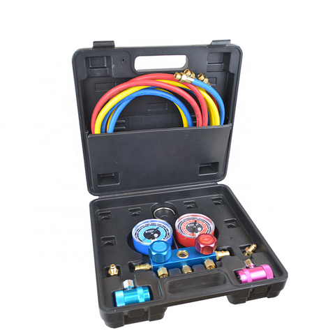 3-Wege-Klimaanlage R1234YF-K&auml;ltemittelverteiler-Messger&auml;tesatz mit Schnellkupplungssatz, Messblocksatz