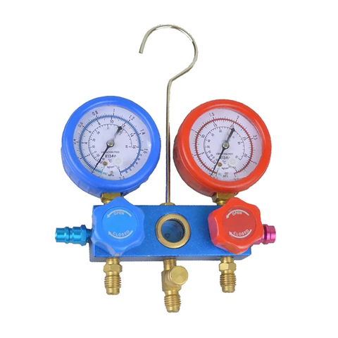 ตัวอลูมิเนียม R134a Ac เกจ Manifold ชุดชุดพร้อม Sight Glass Diagnostic Manifold Gauge ชุด