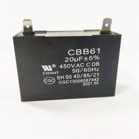 CBB61 20μF&plusmn;5% 450VAC Plastik Kabuk &Ccedil;alıştırma Kondansat&ouml;r&uuml;